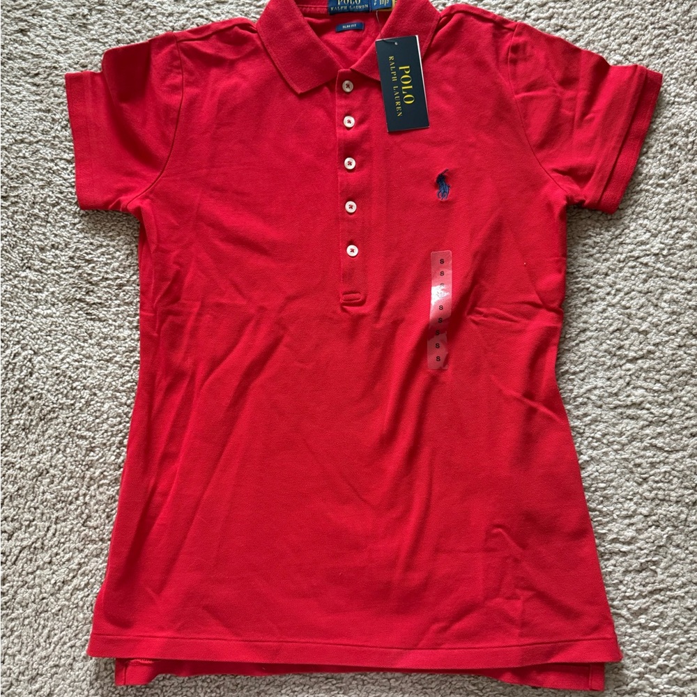 Ralph Lauren Scarlet Polo with Embroidered Logo - Picture 2 of 3